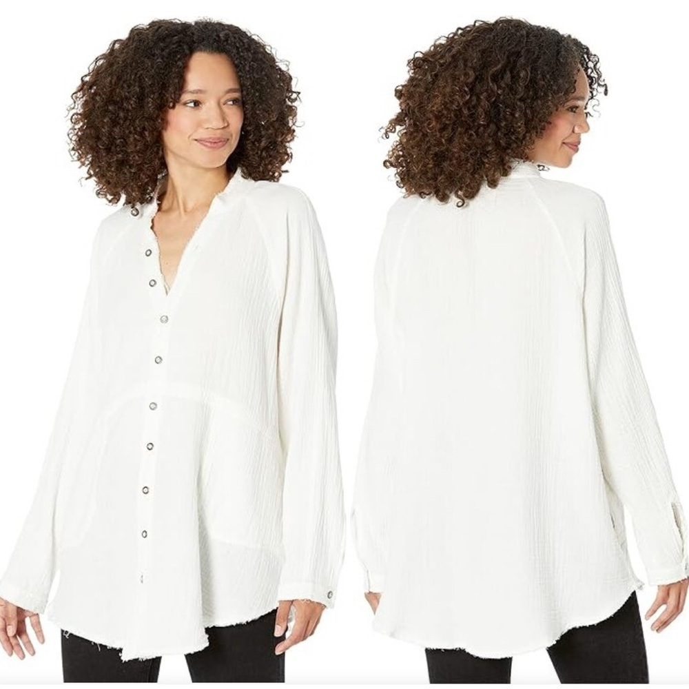 We The Free White Button Down Shirt